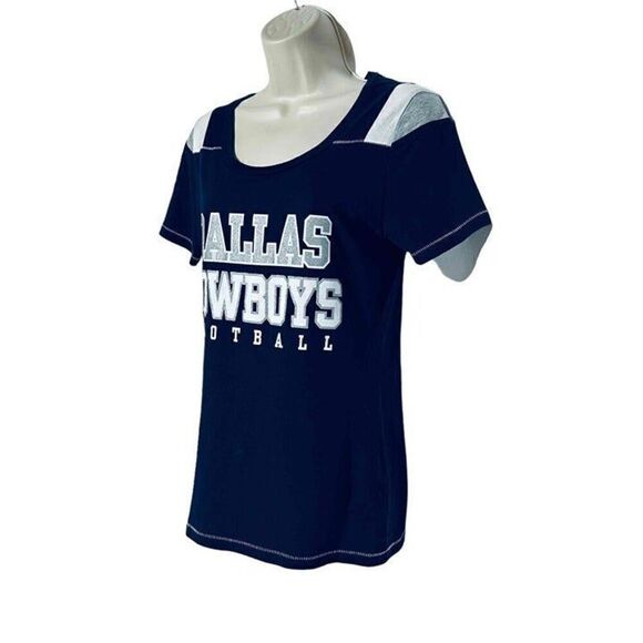 Cowboys Her Style Women's Blue Short Sleeve Dallas Cowboys V-Neck T-Shirt Size M - Picture 4 of 11
